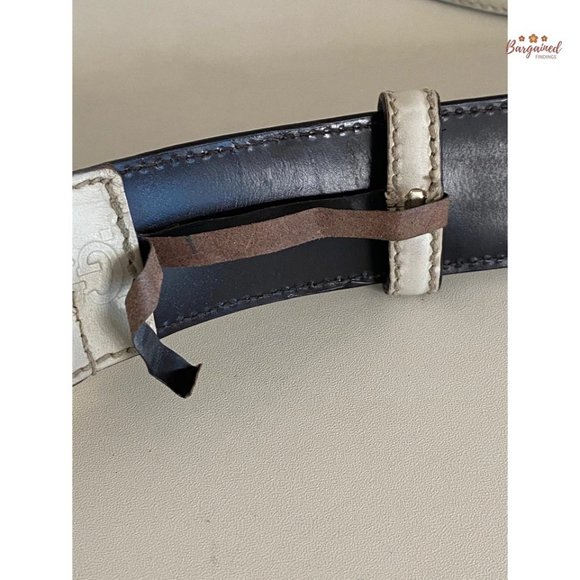Authentic Gucci Cream Guccissima Leather Gold Interlocking G Buckle Belt 90/36 - Picture 13 of 14